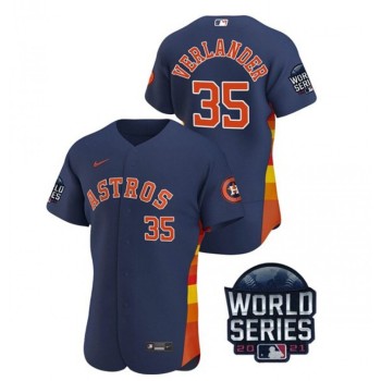 Men's Houston Astros #35 Justin Verlander 2021 Navy World Series Flex Base Stitched Baseball Jersey Men's Houston Astros #35 Justin Verlander 2021 Navy World Series Flex Base Stitched Baseball Jersey