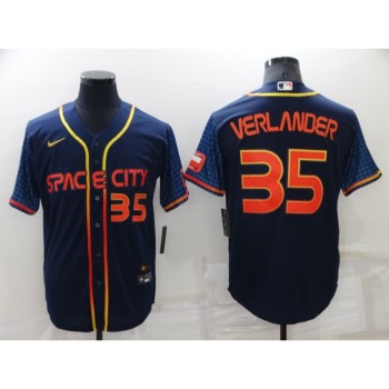 Men's Houston Astros #35 Justin Verlander 2022 Navy City Connect Cool Base Stitched Jersey Men's Houston Astros #35 Justin Verlander 2022 Navy City Connect Cool Base Stitched Jersey