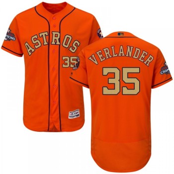 Men's Houston Astros #35 Justin Verlander Orange 2018 Gold Program Flexbase Stitched MLB Jersey Men's Houston Astros #35 Justin Verlander Orange 2018 Gold Program Flexbase Stitched MLB Jersey