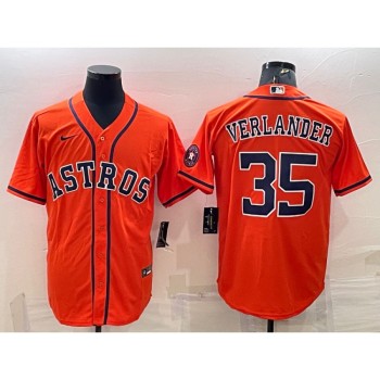 Men's Houston Astros #35 Justin Verlander Orange With Patch Cool Base Stitched Jersey Men's Houston Astros #35 Justin Verlander Orange With Patch Cool Base Stitched Jersey