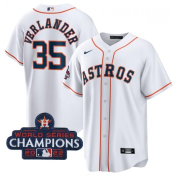 Men's Houston Astros #35 Justin Verlander White 2022 World Series Champions Home Stitched Baseball Jersey Men's Houston Astros #35 Justin Verlander White 2022 World Series Champions Home Stitched Baseball Jersey