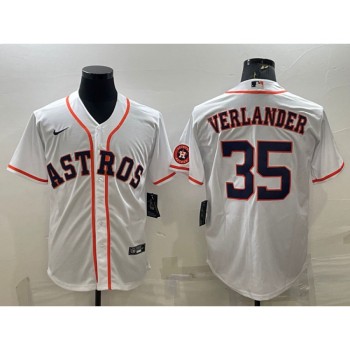 Men's Houston Astros #35 Justin Verlander White With Patch Cool Base Stitched Jersey Men's Houston Astros #35 Justin Verlander White With Patch Cool Base Stitched Jersey