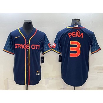 Men's Houston Astros #3 Jeremy Pena 2022 Navy City Connect Cool Base Stitched Jersey Men's Houston Astros #3 Jeremy Pena 2022 Navy City Connect Cool Base Stitched Jersey