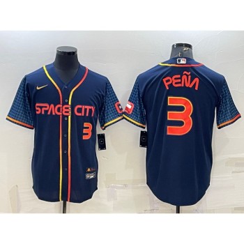 Men's Houston Astros #3 Jeremy Pena 2022 Navy City Connect Cool Base Stitched Jersey Men's Houston Astros #3 Jeremy Pena 2022 Navy City Connect Cool Base Stitched Jersey