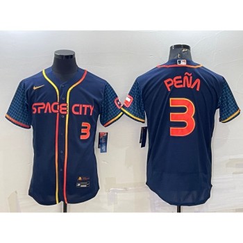 Men's Houston Astros #3 Jeremy Pena 2022 Navy City Connect Flex Base Stitched Baseball Jersey Men's Houston Astros #3 Jeremy Pena 2022 Navy City Connect Flex Base Stitched Baseball Jersey
