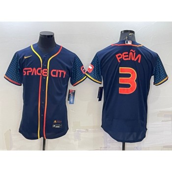 Men's Houston Astros #3 Jeremy Pena 2022 Navy City Connect Flex Base Stitched Baseball Jersey Men's Houston Astros #3 Jeremy Pena 2022 Navy City Connect Flex Base Stitched Baseball Jersey