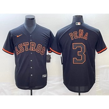 Men's Houston Astros #3 Jeremy Pena Black Cool Base Stitched Jersey Men's Houston Astros #3 Jeremy Pena Black Cool Base Stitched Jersey