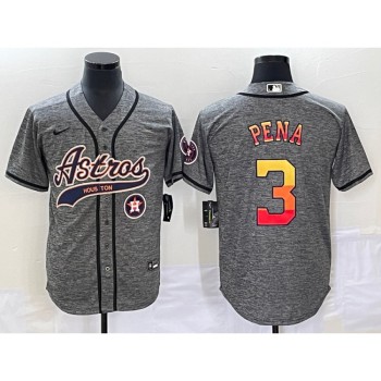 Men's Houston Astros #3 Jeremy Pena Gray With Patch Cool Base Stitched Baseball Jersey Men's Houston Astros #3 Jeremy Pena Gray With Patch Cool Base Stitched Baseball Jersey