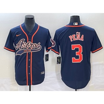 Men's Houston Astros #3 Jeremy Pena Navy Cool Base Stitched Baseball Jersey Men's Houston Astros #3 Jeremy Pena Navy Cool Base Stitched Baseball Jersey