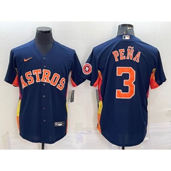 Men's Houston Astros #3 Jeremy Pena Navy With Patch Cool Base Stitched Jersey Men's Houston Astros #3 Jeremy Pena Navy With Patch Cool Base Stitched Jersey
