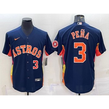 Men's Houston Astros #3 Jeremy Pena Navy With Patch Cool Base Stitched Jersey Men's Houston Astros #3 Jeremy Pena Navy With Patch Cool Base Stitched Jersey