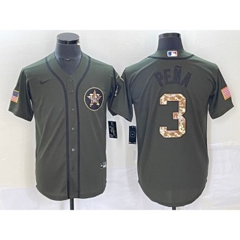 Men's Houston Astros #3 Jeremy Pena Olive Cool Base Stitched Jersey Men's Houston Astros #3 Jeremy Pena Olive Cool Base Stitched Jersey