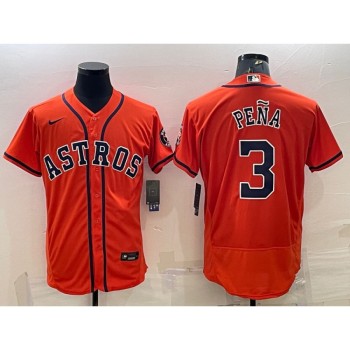 Men's Houston Astros #3 Jeremy Pena Orange Flex Base Stitched Baseball Jersey Men's Houston Astros #3 Jeremy Pena Orange Flex Base Stitched Baseball Jersey