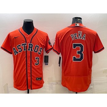 Men's Houston Astros #3 Jeremy Pena Orange Flex Base Stitched Baseball Jersey Men's Houston Astros #3 Jeremy Pena Orange Flex Base Stitched Baseball Jersey