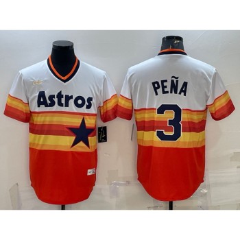Men's Houston Astros #3 Jeremy Pena Orange Rainbow Cool Base Stitched Jersey Men's Houston Astros #3 Jeremy Pena Orange Rainbow Cool Base Stitched Jersey