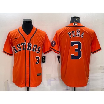 Men's Houston Astros #3 Jeremy Pena Orange With Patch Cool Base Stitched Jersey Men's Houston Astros #3 Jeremy Pena Orange With Patch Cool Base Stitched Jersey