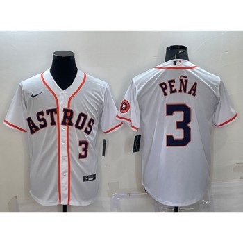 Men's Houston Astros #3 Jeremy Pena White With Patch Cool Base Stitched Jersey Men's Houston Astros #3 Jeremy Pena White With Patch Cool Base Stitched Jersey