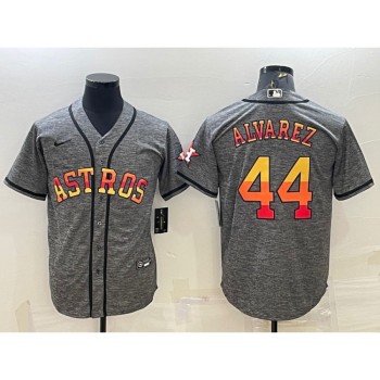 Men's Houston Astros #44 Yordan Alvarez Grey Cool Base Stitched Baseball Jersey Men's Houston Astros #44 Yordan Alvarez Grey Cool Base Stitched Baseball Jersey