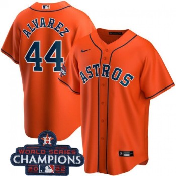 Men's Houston Astros #44 Yordan Alvarez Orange 2022 World Series Champions Stitched Baseball Jersey Men's Houston Astros #44 Yordan Alvarez Orange 2022 World Series Champions Stitched Baseball Jersey