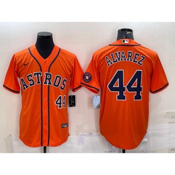 Men's Houston Astros #44 Yordan Alvarez Orange With Patch Cool Base Stitched Jersey Men's Houston Astros #44 Yordan Alvarez Orange With Patch Cool Base Stitched Jersey