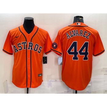 Men's Houston Astros #44 Yordan Alvarez Orange With Patch Cool Base Stitched Jersey Men's Houston Astros #44 Yordan Alvarez Orange With Patch Cool Base Stitched Jersey