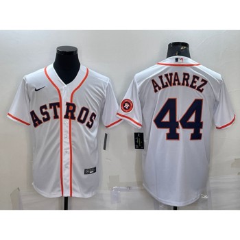 Men's Houston Astros #44 Yordan Alvarez White With Patch Cool Base Stitched Jersey Men's Houston Astros #44 Yordan Alvarez White With Patch Cool Base Stitched Jersey