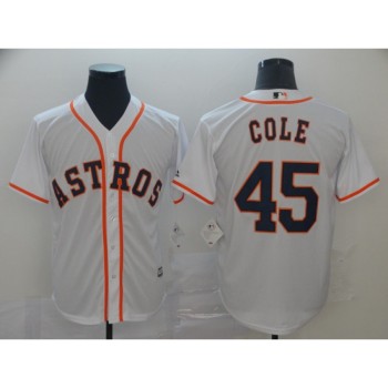 Men's Houston Astros #45 Gerrit Cole White Cool Base Stitched MLB Jersey Men's Houston Astros #45 Gerrit Cole White Cool Base Stitched MLB Jersey