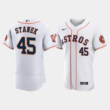 Men's Houston Astros #45 Ryne Stanek White 60th Anniversary Flex Base Stitched Baseball Jersey Men's Houston Astros #45 Ryne Stanek White 60th Anniversary Flex Base Stitched Baseball Jersey