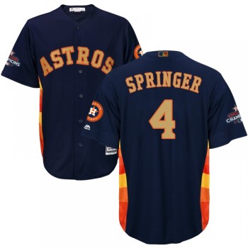 Men's Houston Astros #4 George Springer Navy 2018 Gold Program Cool Base Stitched MLB Jersey Men's Houston Astros #4 George Springer Navy 2018 Gold Program Cool Base Stitched MLB Jersey