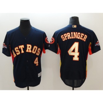 Men's Houston Astros #4 George Springer Navy 2018 Gold Program Flexbase Stitched MLB Jersey Men's Houston Astros #4 George Springer Navy 2018 Gold Program Flexbase Stitched MLB Jersey