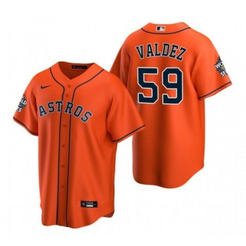 Men's Houston Astros #59 Framber Valdez Orange Cool Base Stitched Baseball Jersey Men's Houston Astros #59 Framber Valdez Orange Cool Base Stitched Baseball Jersey