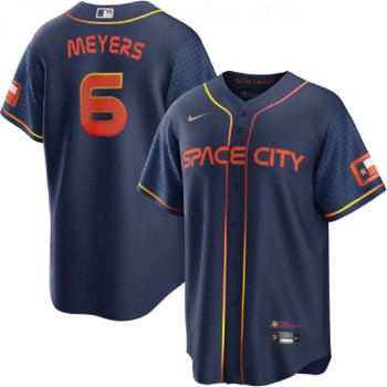 Men's Houston Astros #6 Jake Meyers Navy City Connect Cool Base Stitched Baseball Jersey Men's Houston Astros #6 Jake Meyers Navy City Connect Cool Base Stitched Baseball Jersey
