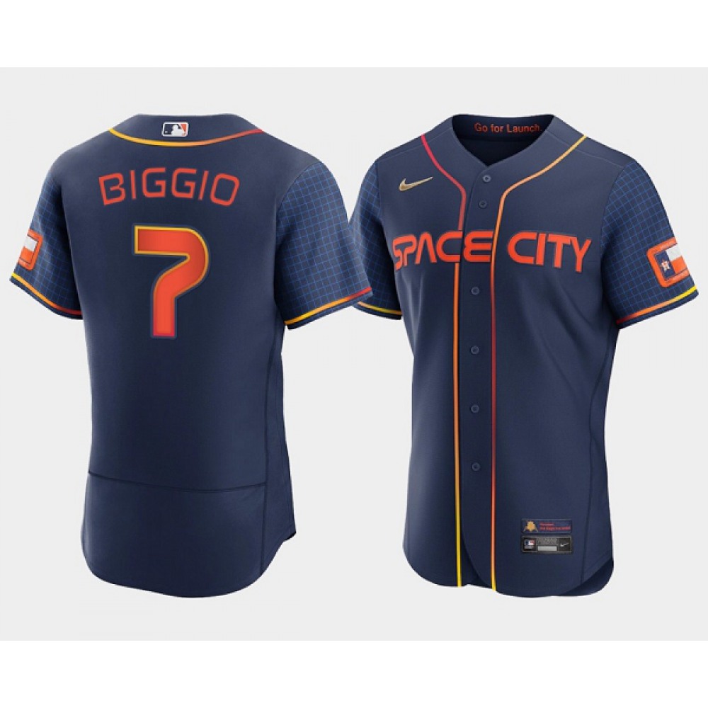 Men's Houston Astros #7 Craig Biggio 2022 Navy City Connect Flex Base Stitched Baseball Jersey