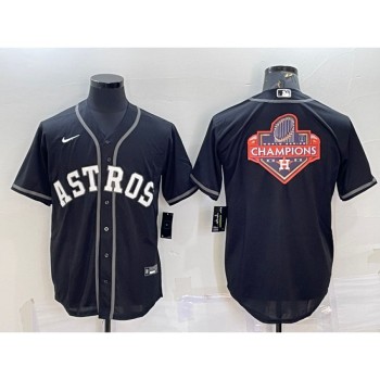 Men's Houston Astros Black 2022 World Series Champions Team Big Logo Cool Base Stitched Jersey Men's Houston Astros Black 2022 World Series Champions Team Big Logo Cool Base Stitched Jersey