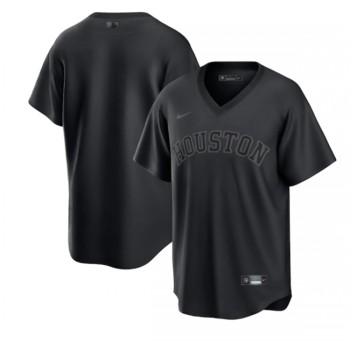 Men's Houston Astros Blank Black Pitch Black Fashion Replica Stitched Jersey Men's Houston Astros Blank Black Pitch Black Fashion Replica Stitched Jersey