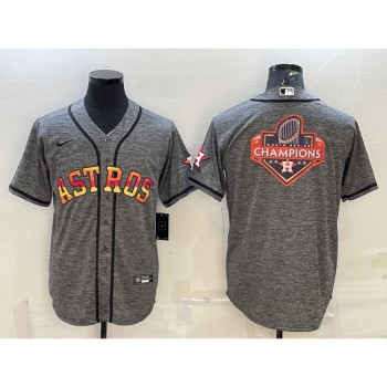 Men's Houston Astros Grey 2022 World Series Champions Team Big Logo Cool Base Stitched Baseball Jersey Men's Houston Astros Grey 2022 World Series Champions Team Big Logo Cool Base Stitched Baseball Jersey