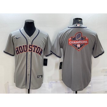 Men's Houston Astros Grey 2022 World Series Champions Team Big Logo Cool Base Stitched Jersey Men's Houston Astros Grey 2022 World Series Champions Team Big Logo Cool Base Stitched Jersey