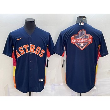 Men's Houston Astros Navy 2022 World Series Champions Team Big Logo Cool Base Stitched Jersey Men's Houston Astros Navy 2022 World Series Champions Team Big Logo Cool Base Stitched Jersey