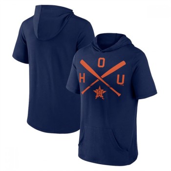 Men's Houston Astros Navy Short Sleeve Pullover Hoodie Men's Houston Astros Navy Short Sleeve Pullover Hoodie