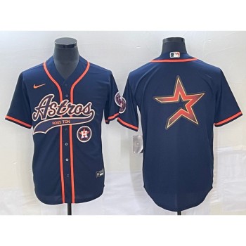 Men's Houston Astros Navy Team Big Logo With Patch Cool Base Stitched Baseball Jersey Men's Houston Astros Navy Team Big Logo With Patch Cool Base Stitched Baseball Jersey