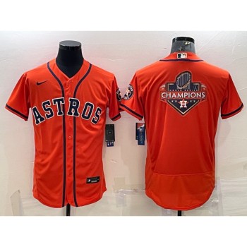 Men's Houston Astros Orange 2022 World Series Champions Team Big Logo Flex Base Stitched Jersey Men's Houston Astros Orange 2022 World Series Champions Team Big Logo Flex Base Stitched Jersey