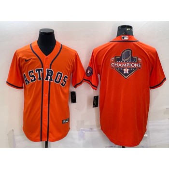 Men's Houston Astros Orange 2022 World Series Champions Team Big Logo With Patch Cool Base Stitched Jersey Men's Houston Astros Orange 2022 World Series Champions Team Big Logo With Patch Cool Base Stitched Jersey