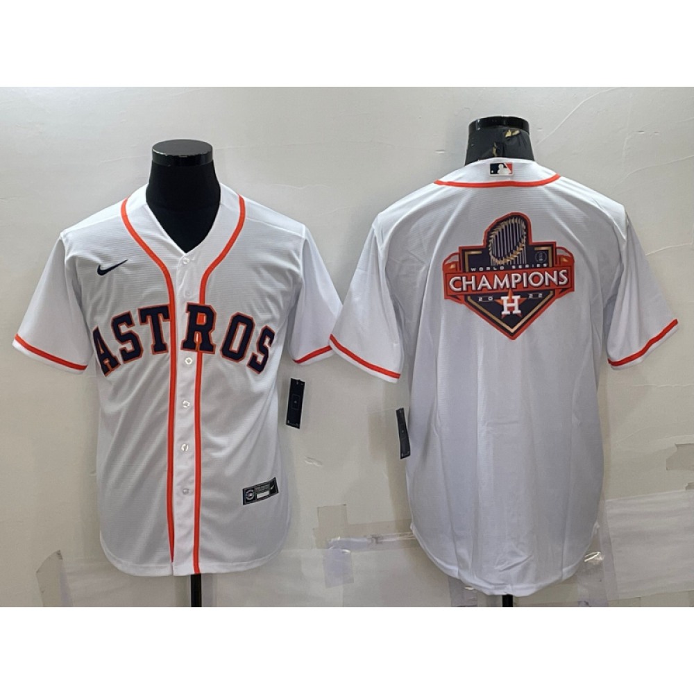 Men's Houston Astros White 2022 World Series Champions Team Big Logo Cool Base Stitched Jersey