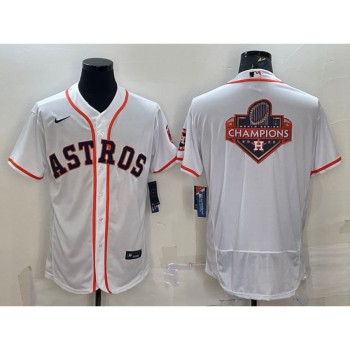 Men's Houston Astros White 2022 World Series Champions Team Big Logo Flex Base Stitched Jersey Men's Houston Astros White 2022 World Series Champions Team Big Logo Flex Base Stitched Jersey