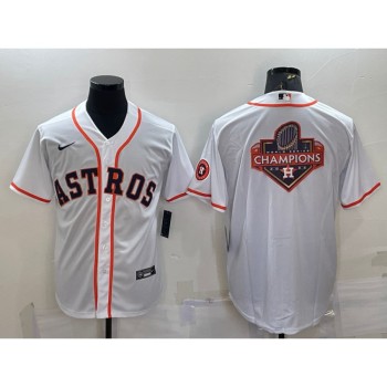 Men's Houston Astros White 2022 World Series Champions Team Big Logo With Patch Cool Base Stitched Jersey Men's Houston Astros White 2022 World Series Champions Team Big Logo With Patch Cool Base Stitched Jersey