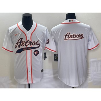 Men's Houston Astros White Team Big Logo With Patch Cool Base Stitched Baseball Jersey Men's Houston Astros White Team Big Logo With Patch Cool Base Stitched Baseball Jersey