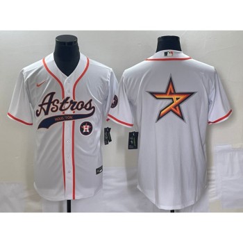 Men's Houston Astros White Team Big Logo With Patch Cool Base Stitched Baseball Jersey Men's Houston Astros White Team Big Logo With Patch Cool Base Stitched Baseball Jersey
