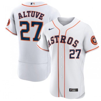 Men's Houston Astros #27 Jose Altuve White 2022 World Series Flex Base Stitched Baseball Jersey Men's Houston Astros #27 Jose Altuve White 2022 World Series Flex Base Stitched Baseball Jersey