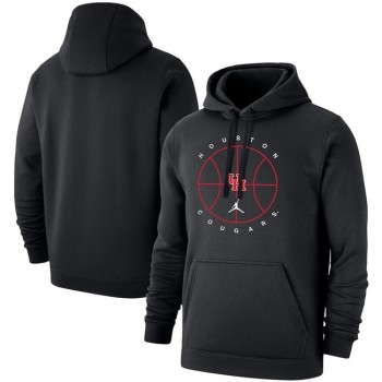 Men's Houston Cougars Black Basketball Icon Club Fleece Pullover Hoodie Men's Houston Cougars Black Basketball Icon Club Fleece Pullover Hoodie