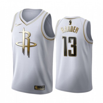 Men's Houston Rockets #13 James Harden White Golden Edition Stitched NBA Jersey Men's Houston Rockets #13 James Harden White Golden Edition Stitched NBA Jersey